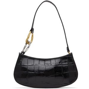 STAUD Ollie Croc Embossed Black Leather Bag 🐊  EUC